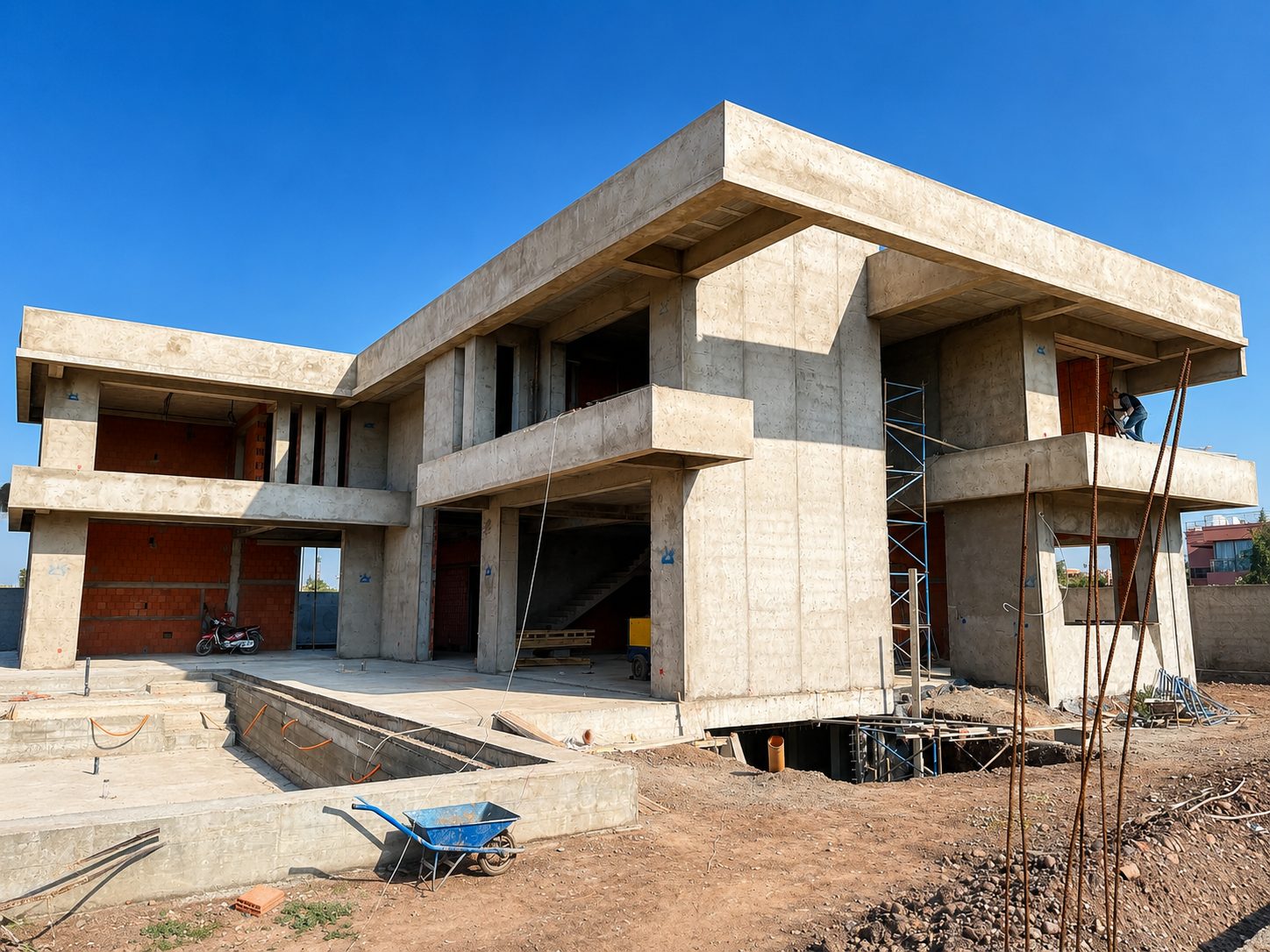 Villa en cours de construction à Marrakech, chantier suivi par MF Interiors