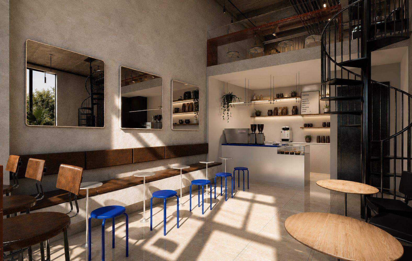 Coffee shop à Marrakech – aménagement commercial par MF INTERIORS, vue 1