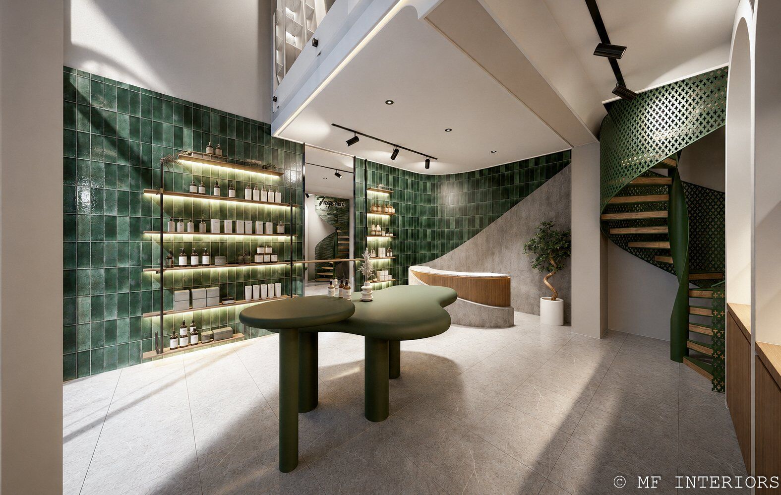 Parapharmacie à Marrakech – aménagement commercial par MF INTERIORS, vue 1