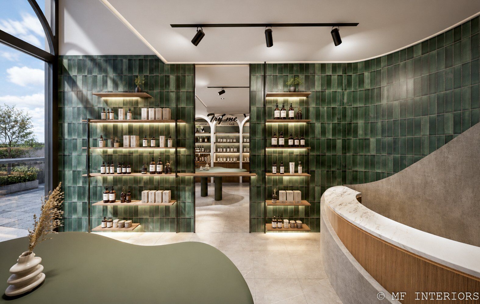 Parapharmacie à Marrakech – aménagement commercial par MF INTERIORS, vue 4